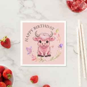 Servilleta De Papel Fluffy Pink Highlands Scottish Cow