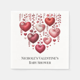 Servilleta De Papel Fluffy Red Floral Heart Baby Shower