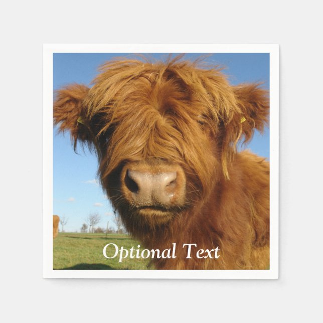 Servilleta De Papel Fluffy Scottish Highland Cow - Blue Sky (Anverso)