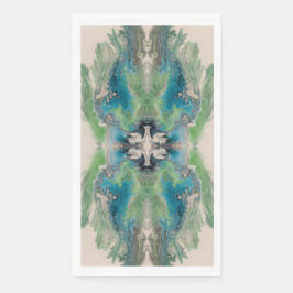 Servilleta De Papel Fluido Artístico Abstracto en Aqua y Verde