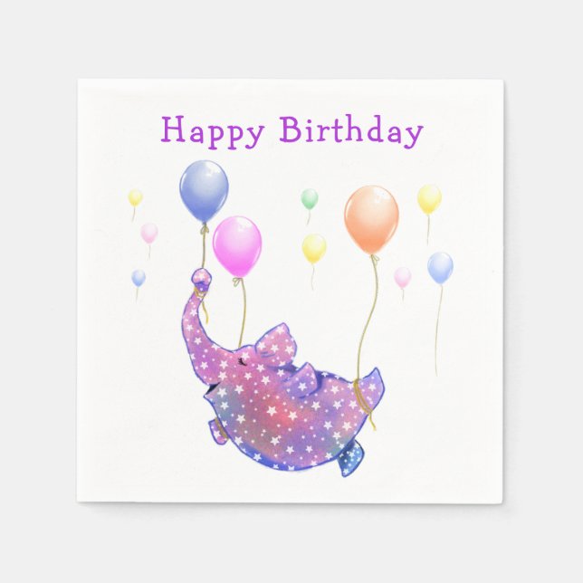 Servilleta De Papel Flying Elephant Funny Napkins Cumpleaños (Anverso)