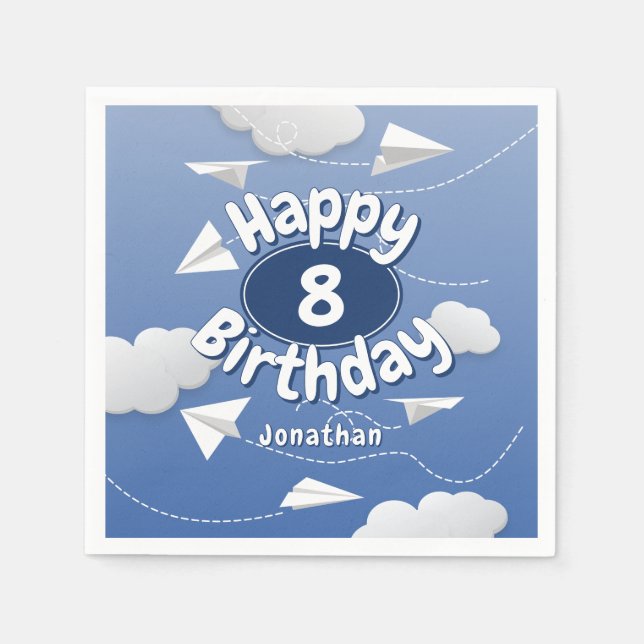 Servilleta De Papel flying folded paper airplanes childrens birthday (Anverso)