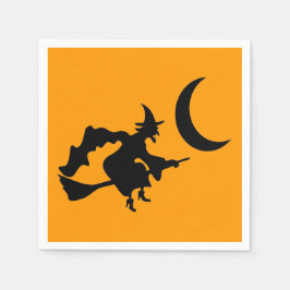 Servilleta De Papel Flying Witch Halloween Silhouette