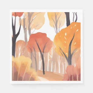 Servilleta De Papel Folaje Otoñal Otoño Bosque Acuarela Hojas