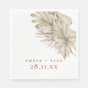 Servilleta De Papel Foliage Boho Palm Terracotta Rust Arch Moderno