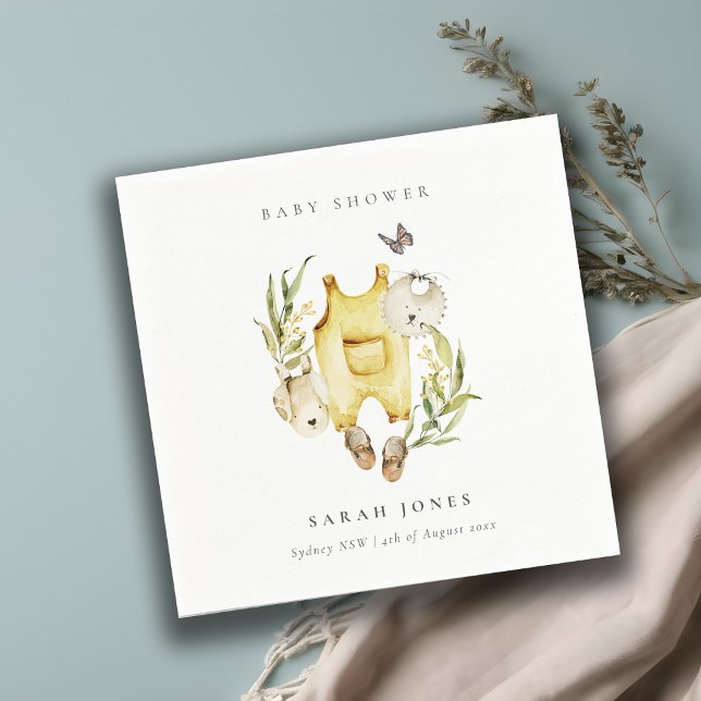 Servilleta De Papel Foliage Cute Leafy Ropa Amarilla Baby Shower (Subido por el creador)