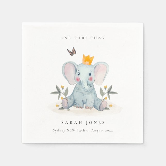 Servilleta De Papel Foliage de Elefantes para Bebés de Woodland Cualqu (Anverso)