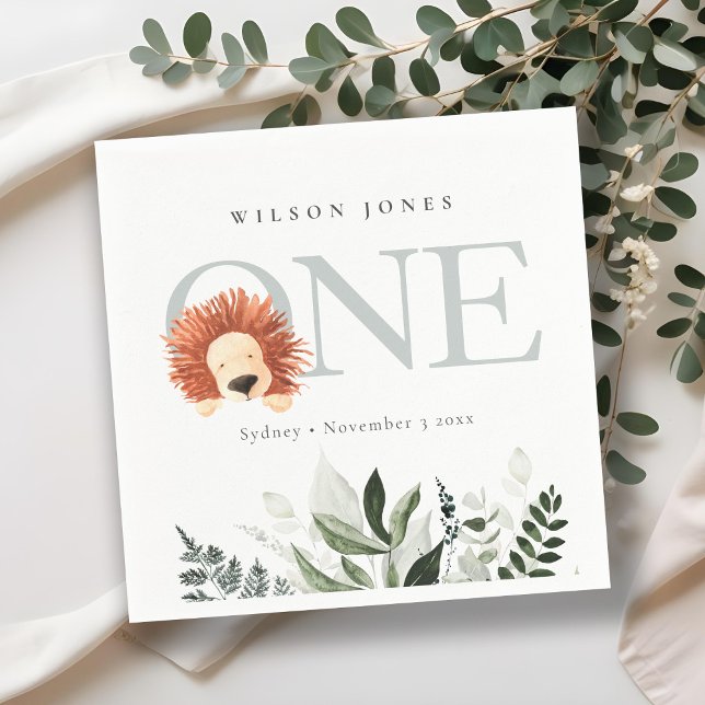 Servilleta De Papel Foliage del León Cute Boho Primera Fiesta de Cumpl (Subido por el creador)