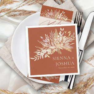 Servilleta De Papel Foliage Duet Terracotta Cream Boda Botánico