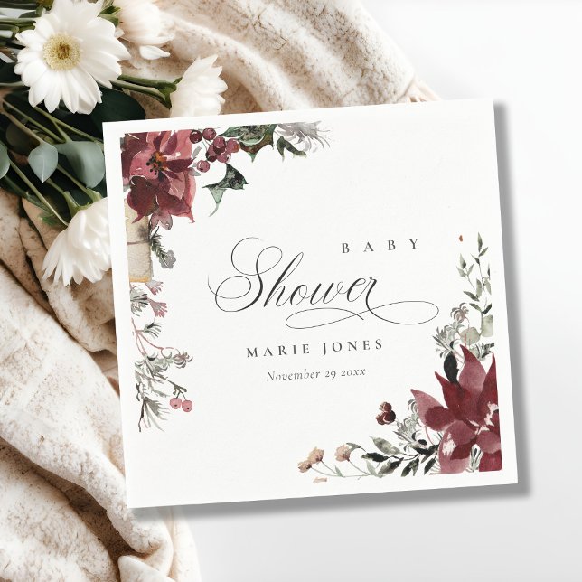 Servilleta De Papel Foliage Dusky Warm Winter Festiage Baby Shower (Subido por el creador)