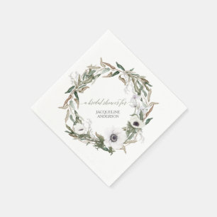 Servilleta De Papel Foliage Floral BOHO Wreath Anemone Rustic