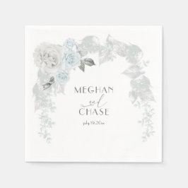 Servilleta De Papel Foliage iridiscente azul pálido y rosa blanco