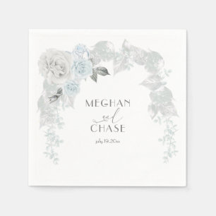 Servilleta De Papel Foliage iridiscente azul pálido y rosa blanco