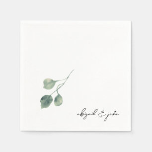 Servilleta De Papel Foliage Modern Script Names Bodas Napkins