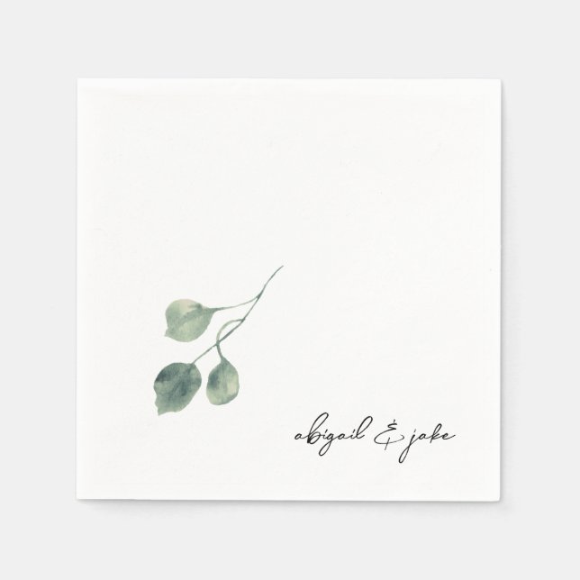 Servilleta De Papel Foliage Modern Script Names Bodas Napkins (Anverso)