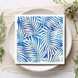 Servilleta De Papel Foliage Tropical Azul Y Blanco | Floral