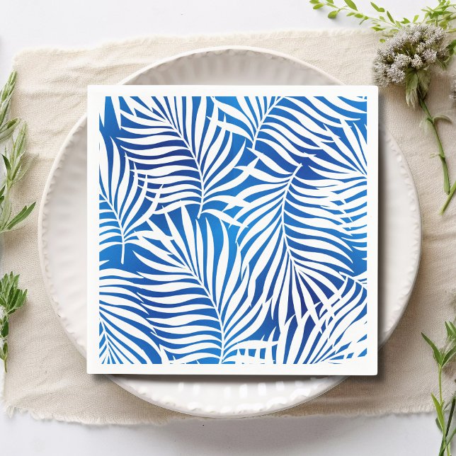 Servilleta De Papel Foliage Tropical Azul Y Blanco | Floral (Subido por el creador)