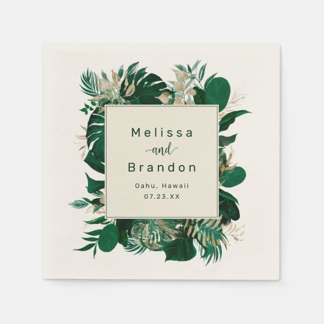 Servilleta De Papel Foliage tropical moda verde Boda cena (Anverso)