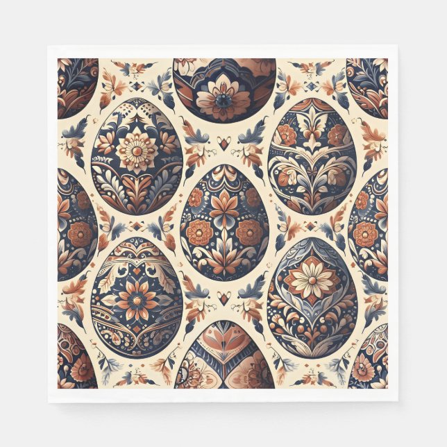Servilleta De Papel Folk Art Easter Egg Napkins (Anverso)