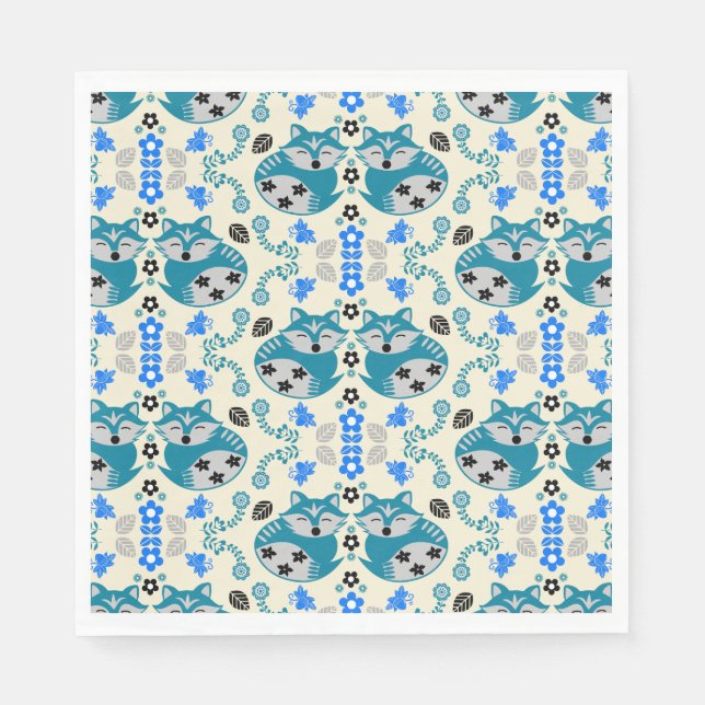 Servilleta De Papel Folk Art Fox Print Decor (Anverso)
