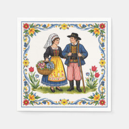 Servilleta De Papel Folk Art Paper Napkins Luncheon Quimper 