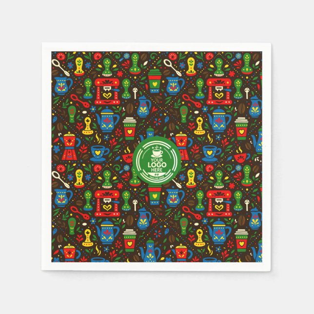 Servilleta De Papel Folk coffee logo badge cafe (Anverso)