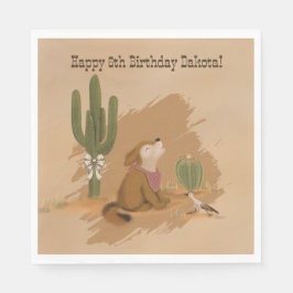 Servilleta De Papel Folk Wild West Desert Animals Whimsical Cowgirl