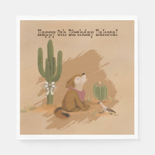Servilleta De Papel Folk Wild West Desert Animals Whimsical Cowgirl
