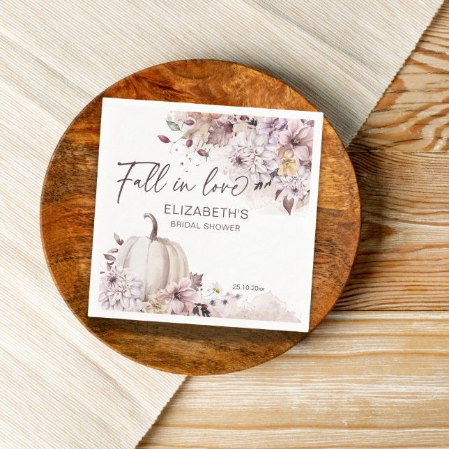 Servilleta De Papel Follaje de pastel de otoño en la boda de amor (Fall in love bridal shower personalized napkins pastel pumpkin autumn foliage napkins)