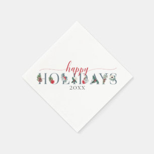 Servilleta De Papel Follaje Festivo Felices Fiestas Año Comida Servida