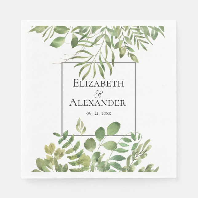 Servilleta De Papel Follaje Simple, Recepción de Boda (Anverso)