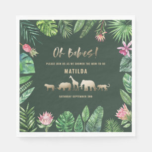 Servilleta De Papel Follaje tropical + animales dorados duchas gemelas