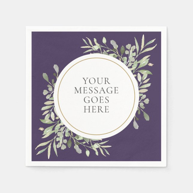 Servilleta De Papel Follaje verde de eucalipto dorado púrpura (Anverso)