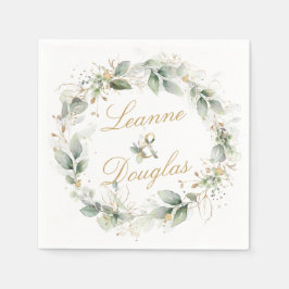 Servilleta De Papel Follaje verde y dorado Boda de Wreath