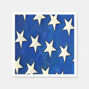 Servilleta De Papel Fondo azul de las estrellas blancas