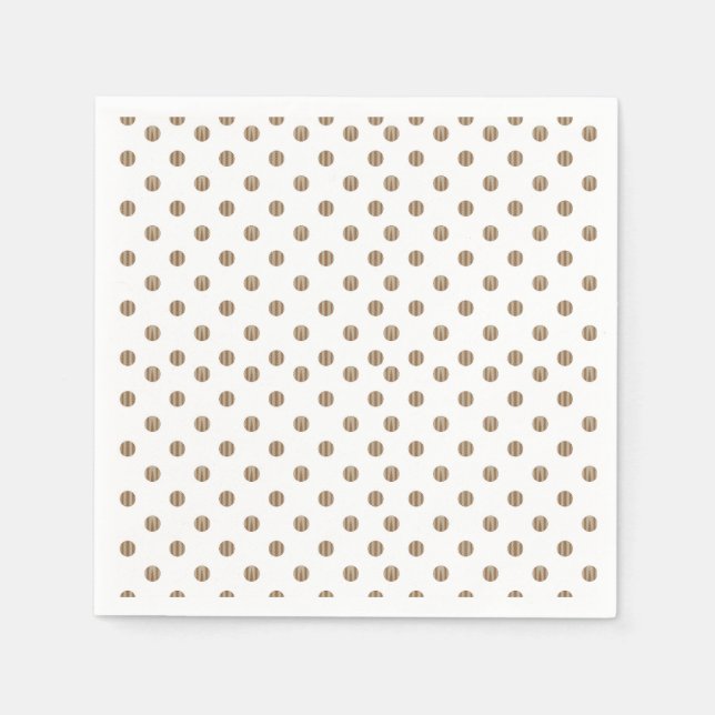 Servilleta De Papel fondo blanco con puntos de polka marrón (Anverso)