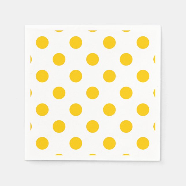 Servilleta De Papel Fondo blanco puntos de polka amarillos (Anverso)