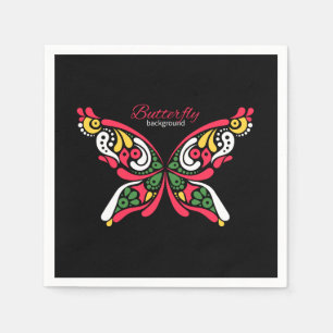 Servilleta De Papel Fondo con hermosa mariposa. Ilustración del tatuaj