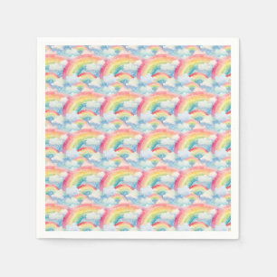 Servilleta De Papel Fondo de color de agua colorido con arcos de lluvi