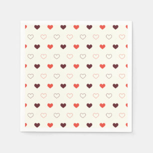 Servilleta De Papel Fondo de crema con corazones rojos y borgoña