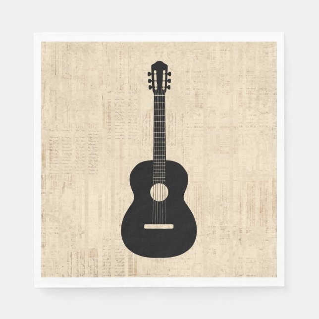 Servilleta De Papel Fondo de escritura artística de guitarra acústica (Anverso)