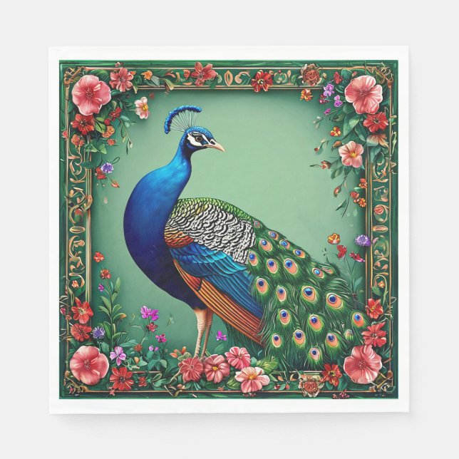 Servilleta De Papel Fondo de hermosa flor de pavo real (Anverso)