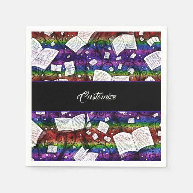 Servilleta De Papel Fondo de los libros arcoiris (Anverso)