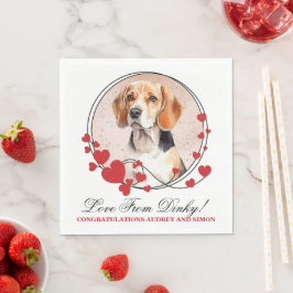 Servilleta De Papel Fondo de Perro Beagle con Corazón Rojo Foto de Per