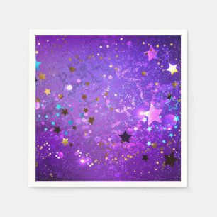 Servilleta De Papel Fondo de Relieve metalizado púrpura con estrellas