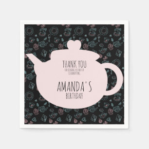 Servilleta De Papel Fondo del doodle de cumpleaños del Fiesta del té