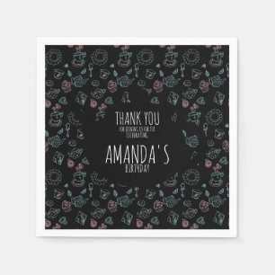 Servilleta De Papel Fondo del doodle de cumpleaños del Fiesta del té