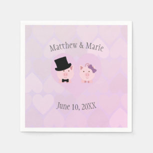 Servilleta De Papel Fondo del patrón del corazón de amor de cerdo rosa