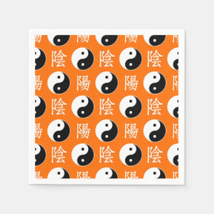Servilleta De Papel Fondo naranja Patrón chino Yinyang