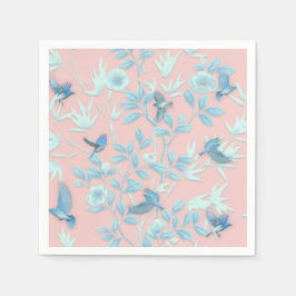Servilleta De Papel Fondo rosa con aves y flores